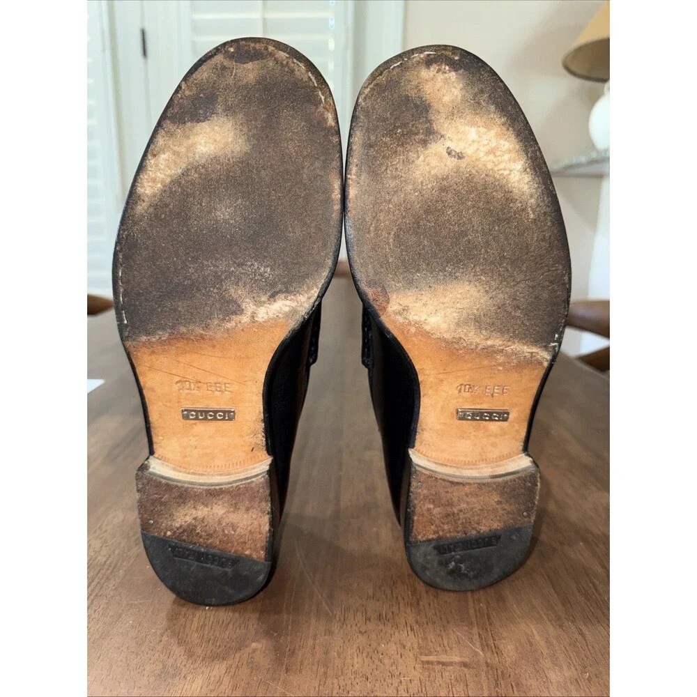 Gucci Horsebit Black Leather Men’s Loafers - 10.5